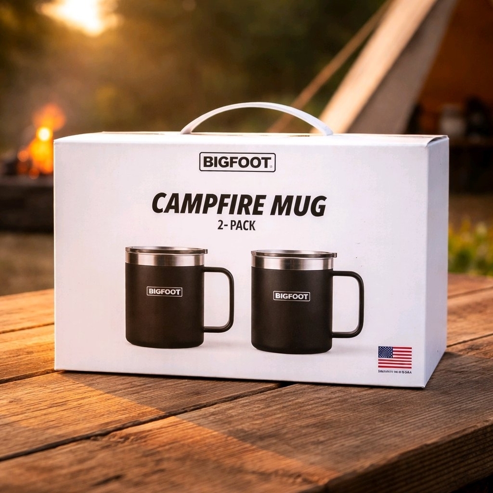 Bigfoot Campfire Mugs 2-Pack Durable, Stainless Steel, Perfect for the Outdoors